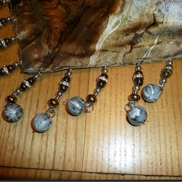 Handmade Belly Dance Costume Set. 34 B. New. Grey and Gold Marble - Picture 3 of 9